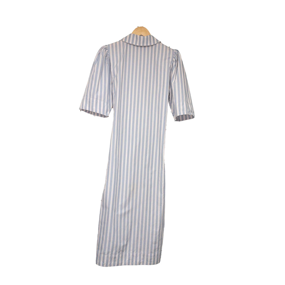 GANNI Forever Blue Striped Wrap Midi Dress - Picture 3 of 4